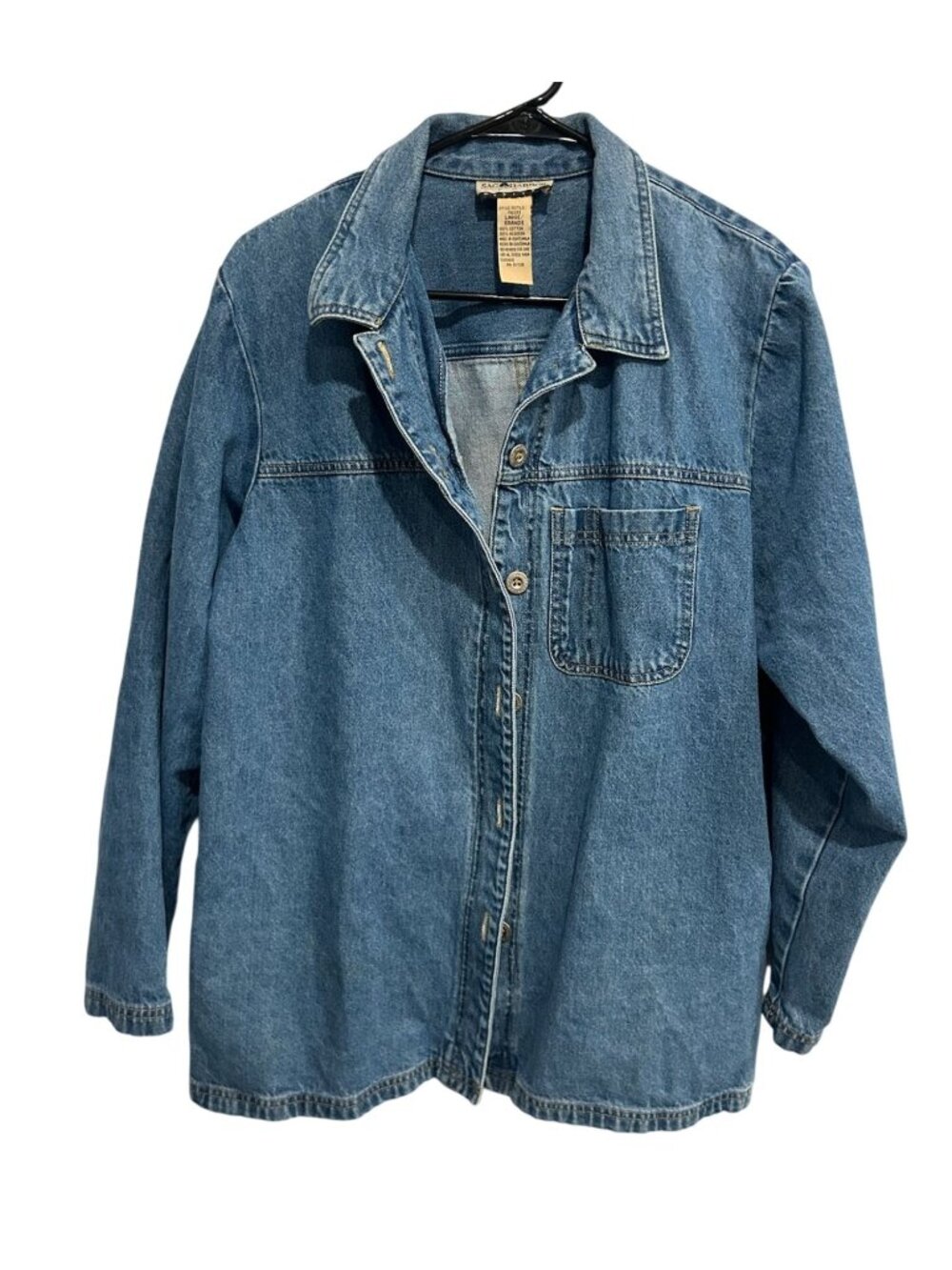 Sag Harbor Sport Large Petite Denim Button-Up Jacket 100% Cotton Retro Vintage
